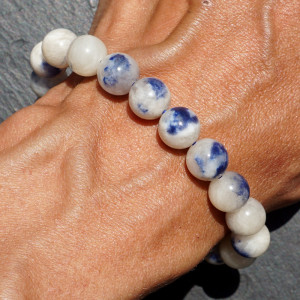 Dumortierit v křišťálu náramek (rarita)